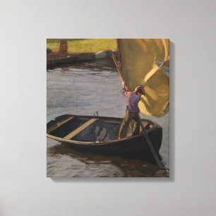 Impressão Em Tela Garoto em veleiro no rio (por Magnus Enckell)