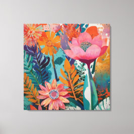 Impressão Em Tela Garrafa Acritiva Floral Rica e Vibrante Bold Botân