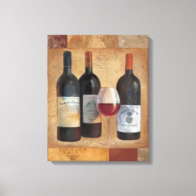 Impressão Em Tela Garrafas de vinho com vidro (Frente)
