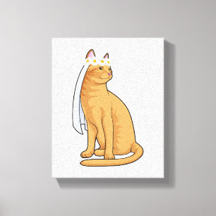 Impressão Em Tela Gata como Noiva com Véu