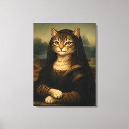 Impressão Em Tela Gata Mona Lisa Paródia Arte Renascentista