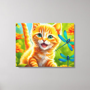 Impressão Em Tela Gatinho Alegre