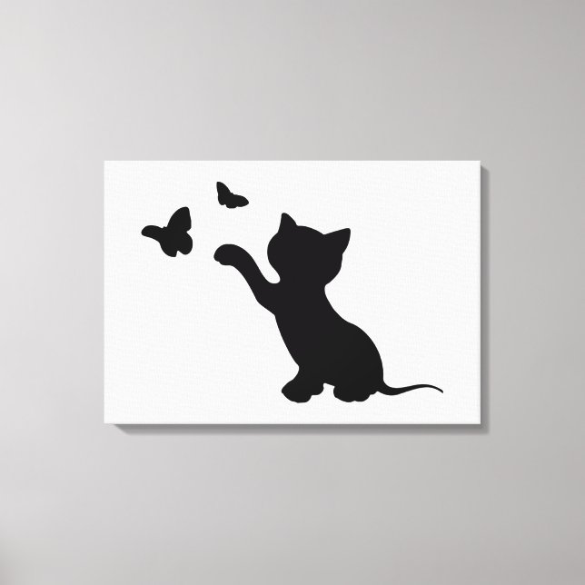 IMPRESSÃO EM TELA GATINHO BRINCANDO COM BORBOLETAS (Frente)