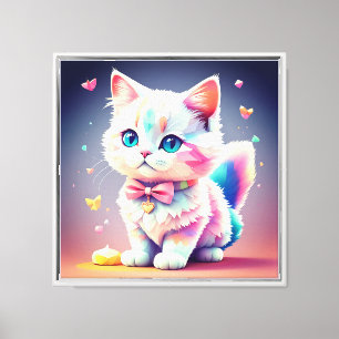 Impressão Em Tela Gatinho Colorido Bonito-84301