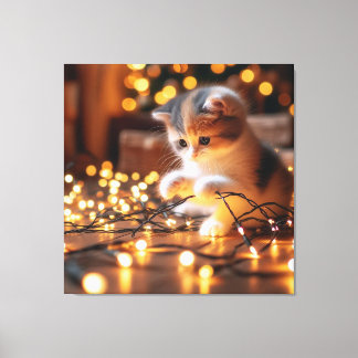 Impressão Em Tela gatinho e luzes