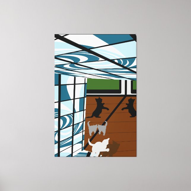 Impressão Em Tela Gatinhos no Play (Frente)