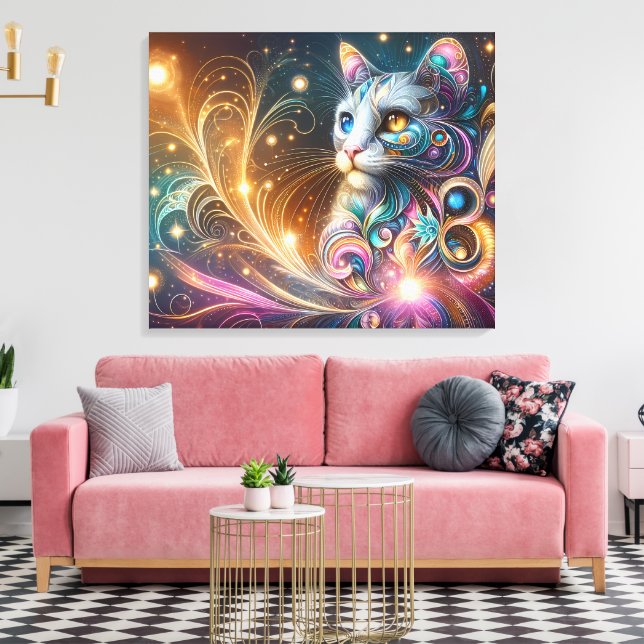 Impressão Em Tela Gato Abstrato (Insitu(Sala de estar))