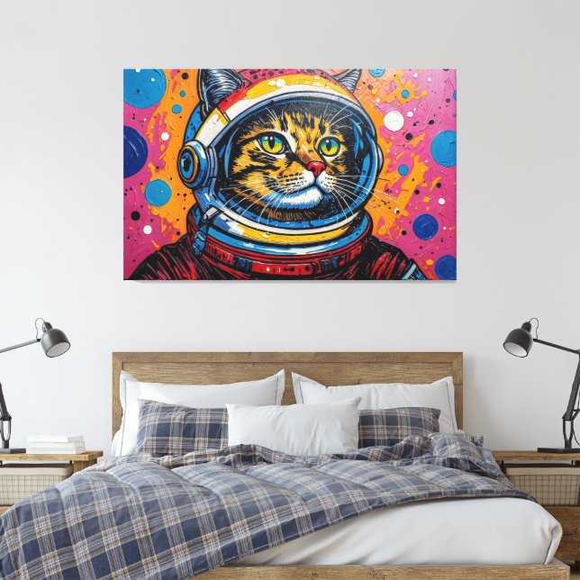 IMPRESSÃO EM TELA GATO BENGALA NO ESPAÇO-3 (Insitu(Quarto))
