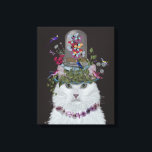 Impressão Em Tela Gato Branco com Ursa de Borboleta<br><div class="desc">Gato,  branco com vidro de borboleta,  a preto pela FabFunky. Possui um gato branco fabuloso com pássaros,  verde e borboletas sobre sua cabeça. | 191532D</div>