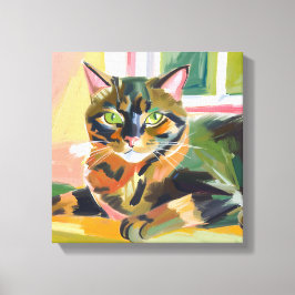 Impressão Em Tela Gato Casca de Tartaruga | Bela Pintura de Gato