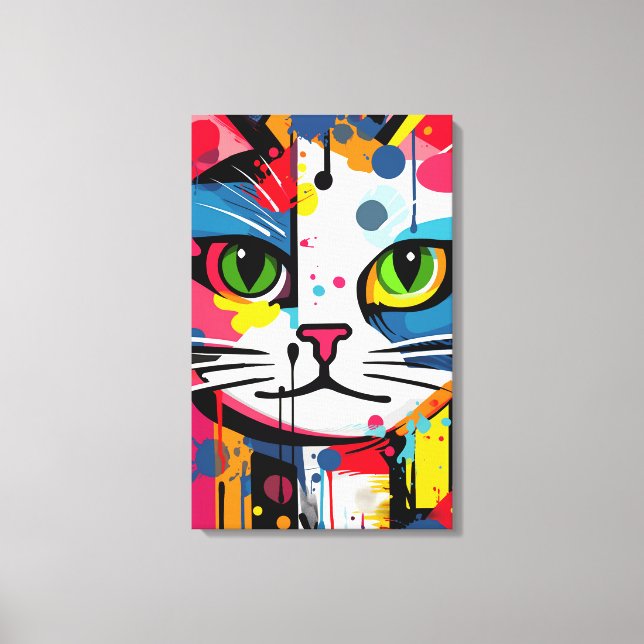 Impressão Em Tela Gato Colorido (Frente)