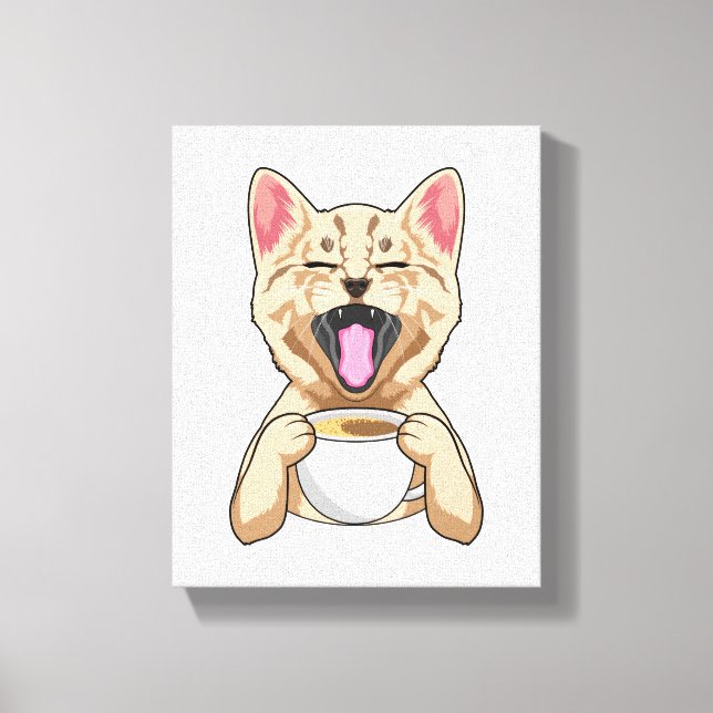 Impressão Em Tela Gato com café (Frente)