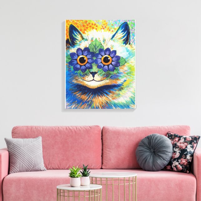Impressão Em Tela Gato com Olhos Flores | Louis Wain | (Insitu(Sala de estar))