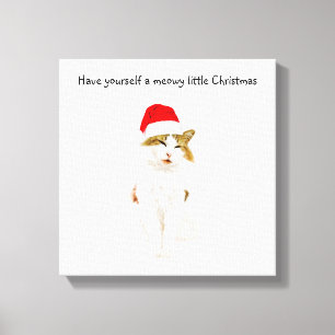 Impressão Em Tela Gato com Papai noel