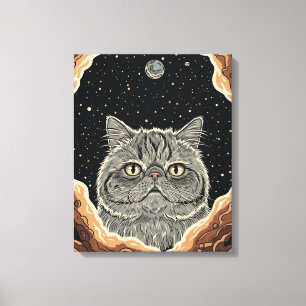 Impressão Em Tela Gato Cósmico