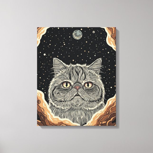 Impressão Em Tela Gato Cósmico (Frente)