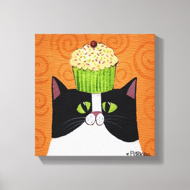 Impressão Em Tela Gato cupcake (Frente)