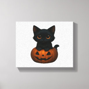 Impressão Em Tela Gato de Abóbora - Camisa de Halloween fofa para Ga