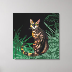 Impressão Em Tela Gato de Bengala