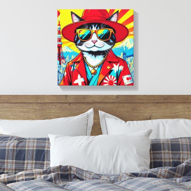 IMPRESSÃO EM TELA GATO DE CIDADE BOBTAIL DO JAPONÊS (Insitu(Quarto))