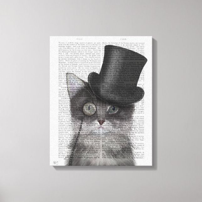 Impressão Em Tela Gato de cinza com Chapéu Superior (Frente)
