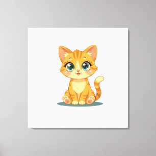 Impressão Em Tela **Gato de Desenho Animado Fofo – Ilustração de Gat