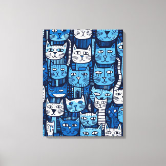 Impressão Em Tela Gato-de-gato preto branco-branco-esbranquiçado