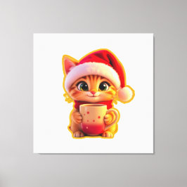 Impressão Em Tela **Gato de Natal Fofo com Chapéu de Papai Noel – Fé