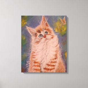 Impressão Em Tela Gato e borboleta Telas de desenho