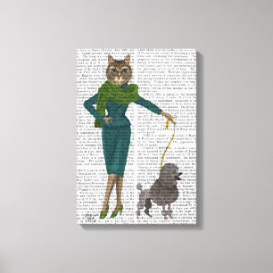 Impressão Em Tela Gato e Poodle