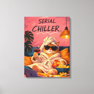 Impressão Em Tela Gato engraçado de lona de Serial Chiller Arte de p