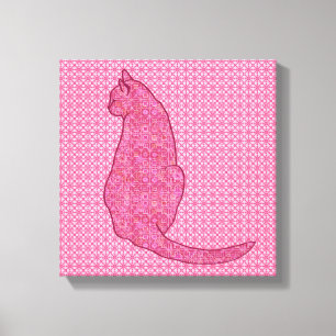 Impressão Em Tela Gato Japonês - Fúchsia Pink Batik