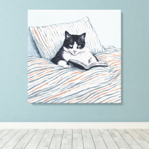 Impressão Em Tela gato lendo