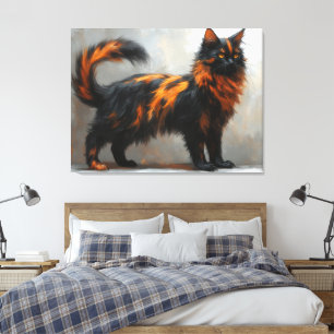Impressão Em Tela Gato malhado da raça maine coon fofinho