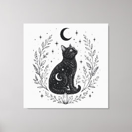 Impressão Em Tela Gato místico bajo la luna