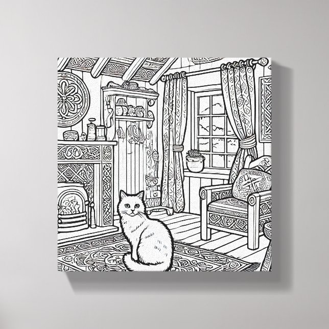 Impressão Em Tela Gato Negrito e Fácil #18 (Frente)