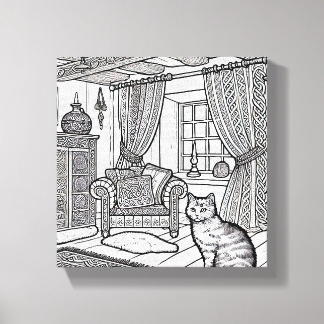 Impressão Em Tela Gato Negrito e Fácil #5 (Frente)