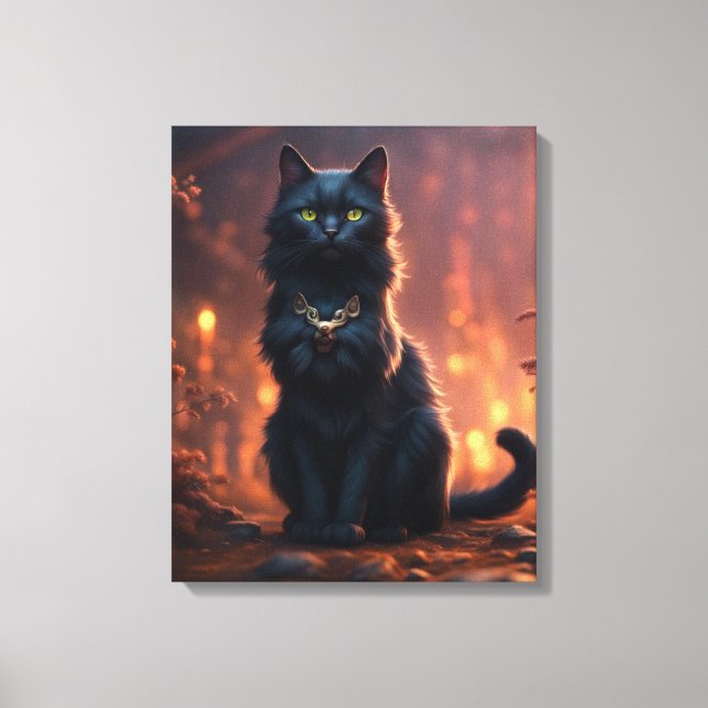 Impressão Em Tela Gato Negro (Frente)