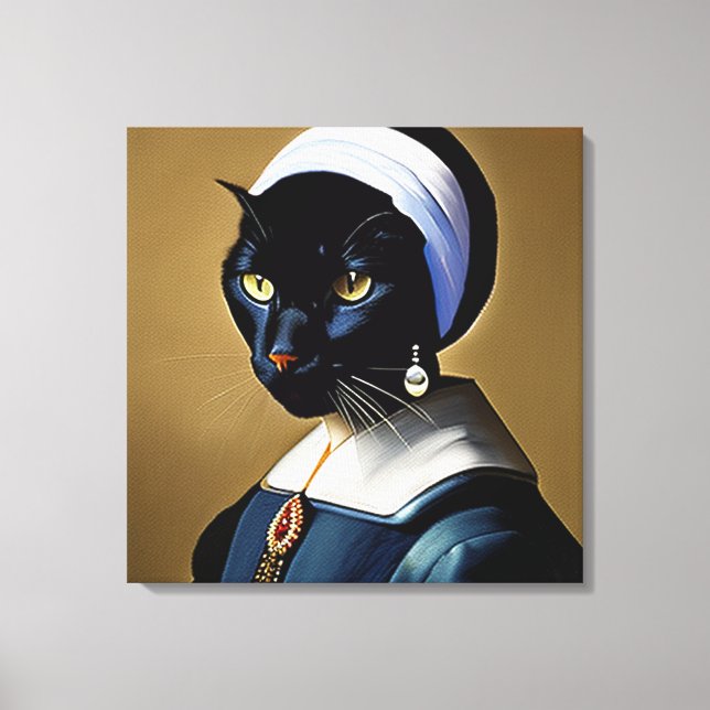 Impressão Em Tela Gato Negro em um Ouriço de Pérolas (Frente)