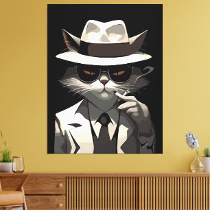 Impressão Em Tela Gato Noir Legal: Felino Suave e Misterioso