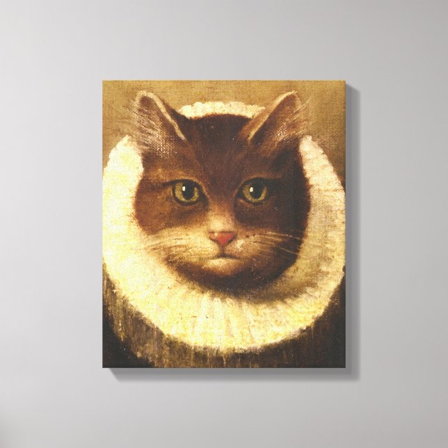 Impressão Em Tela Gato Numa Pintura De Arte Vitoriana, Cuja Forma É  (Frente)