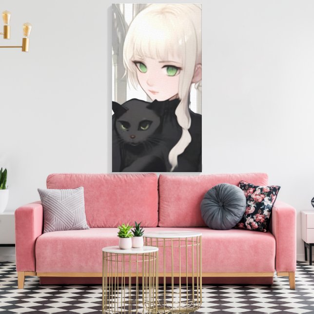 Impressão Em Tela Gato Preto (Insitu(Sala de estar))