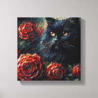 Gato Preto Entre Góticos Rosas vermelhas
