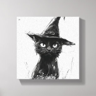 Impressão Em Tela Gato Preto (Impressão semelhante à pintura à mão)