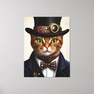 Impressão Em Tela Gato Steampunk