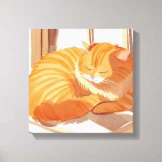 Impressão Em Tela Gato Tabby Laranja | Pintura em Aquarela