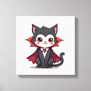 Impressão Em Tela Gato Vampiro � Camiseta de Pet Fofa de Halloween