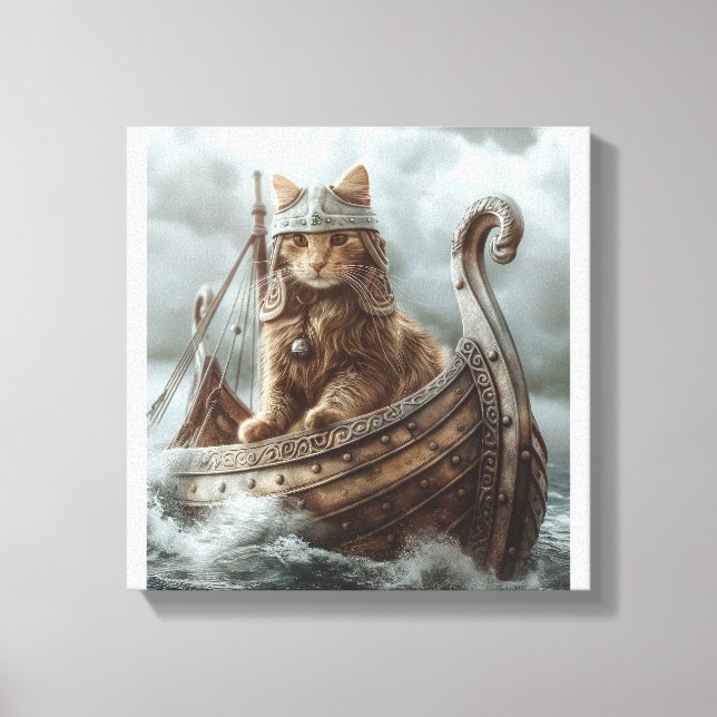 Impressão Em Tela Gato Viking (Frente)