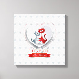 Impressão Em Tela Gatos apaixonados por coração