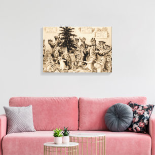 Impressão Em Tela Gatos decorando árvore de Natal por Louis Wain